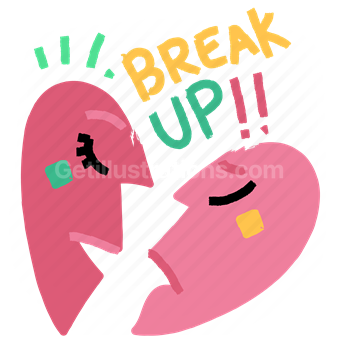 break up, heartbreak, heartbroken, sticker, character, heart